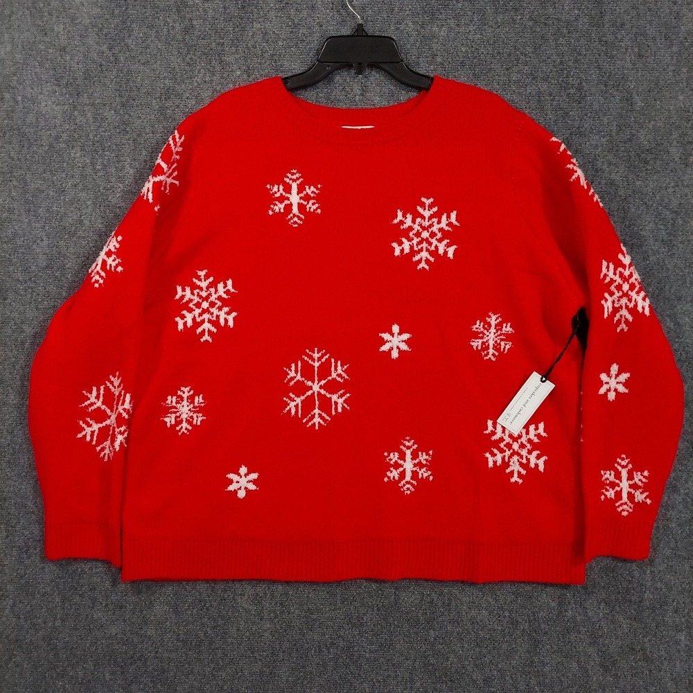 Cupcakes And Cashmere Sweater Mens 3XL‎ Red Fair Isle Snowflake Knit Winter